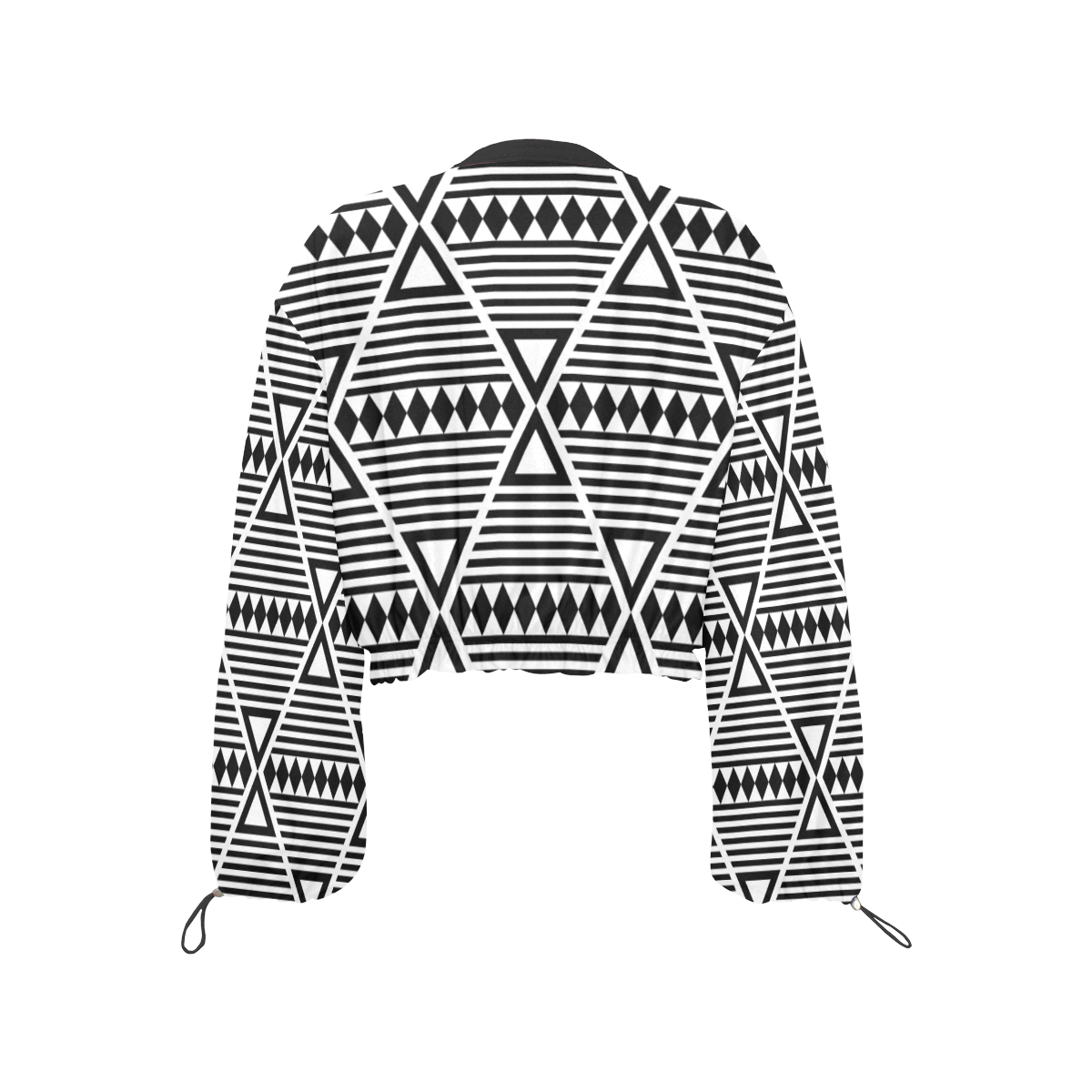 Black Aztec Tribal Cropped Chiffon Jacket for Women (Model H30)