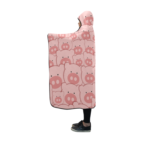 Pink Piggy Pigs Hooded Blanket 60''x50''