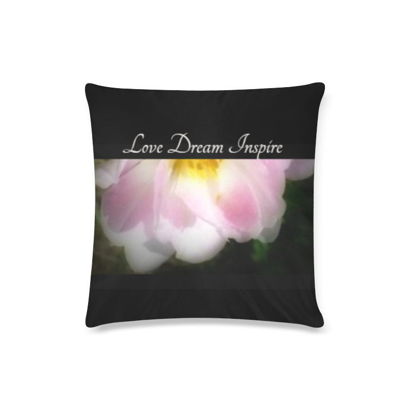 Black: Floating Pink Rose #LoveDreamInspireCo Custom Zippered Pillow Case 16"x16"(Twin Sides)