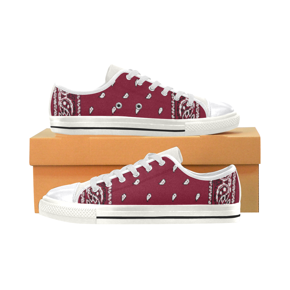 Burgundy Bandana Women's Classic Canvas Shoes (Model 018)