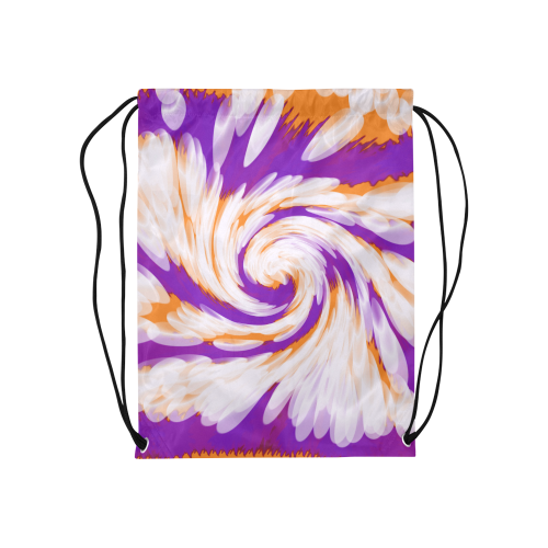 Purple Orange Tie Dye Swirl Abstract Medium Drawstring Bag Model 1604 (Twin Sides) 13.8"(W) * 18.1"(H)