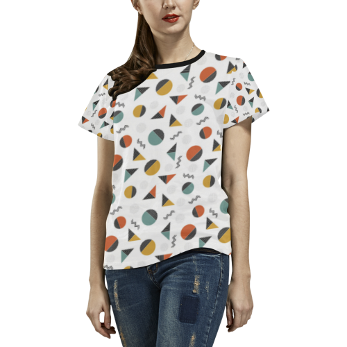 Geo Cutting Shapes All Over Print T-shirt for Women/Large Size (USA Size) (Model T40)