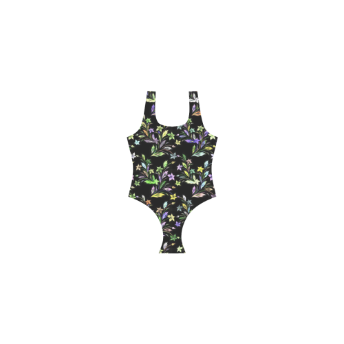 Vivid floral pattern 4182C by FeelGood Vest One Piece Swimsuit (Model S04)