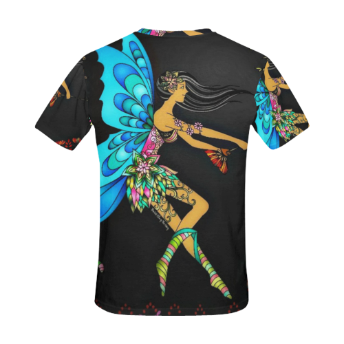 The Flower Fairy with Blue Wings Design By Me by Doris Clay-Kersey All Over Print T-Shirt for Men (USA Size) (Model T40)