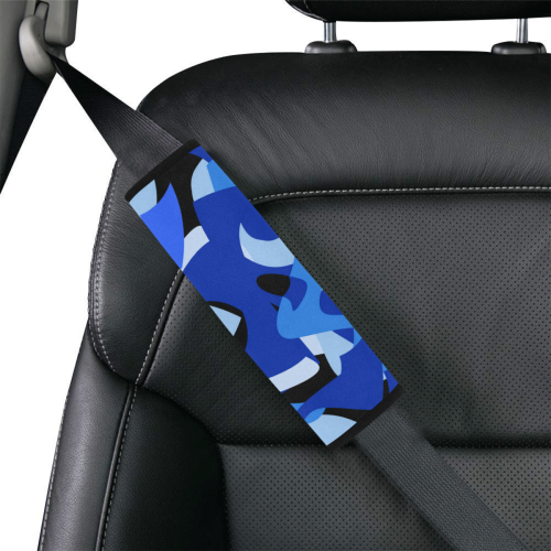 Camouflage Abstract Blue and Black Car Seat Belt Cover 7''x8.5''