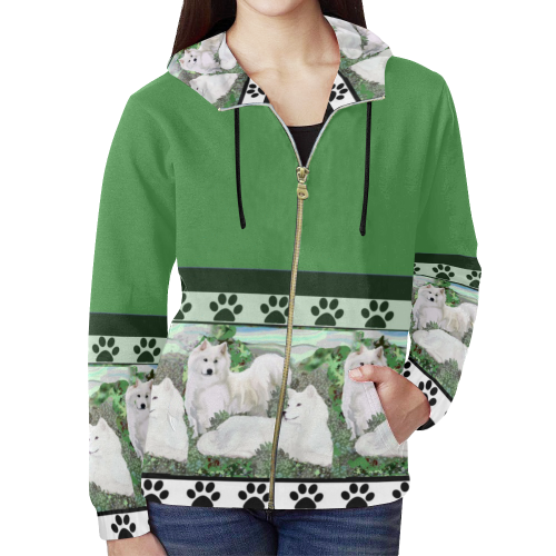 sammies hoodie All Over Print Full Zip Hoodie for Women (Model H14)