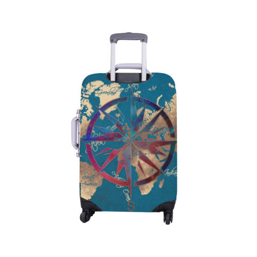 world map wind rose #map #worldmap Luggage Cover/Small 18"-21"