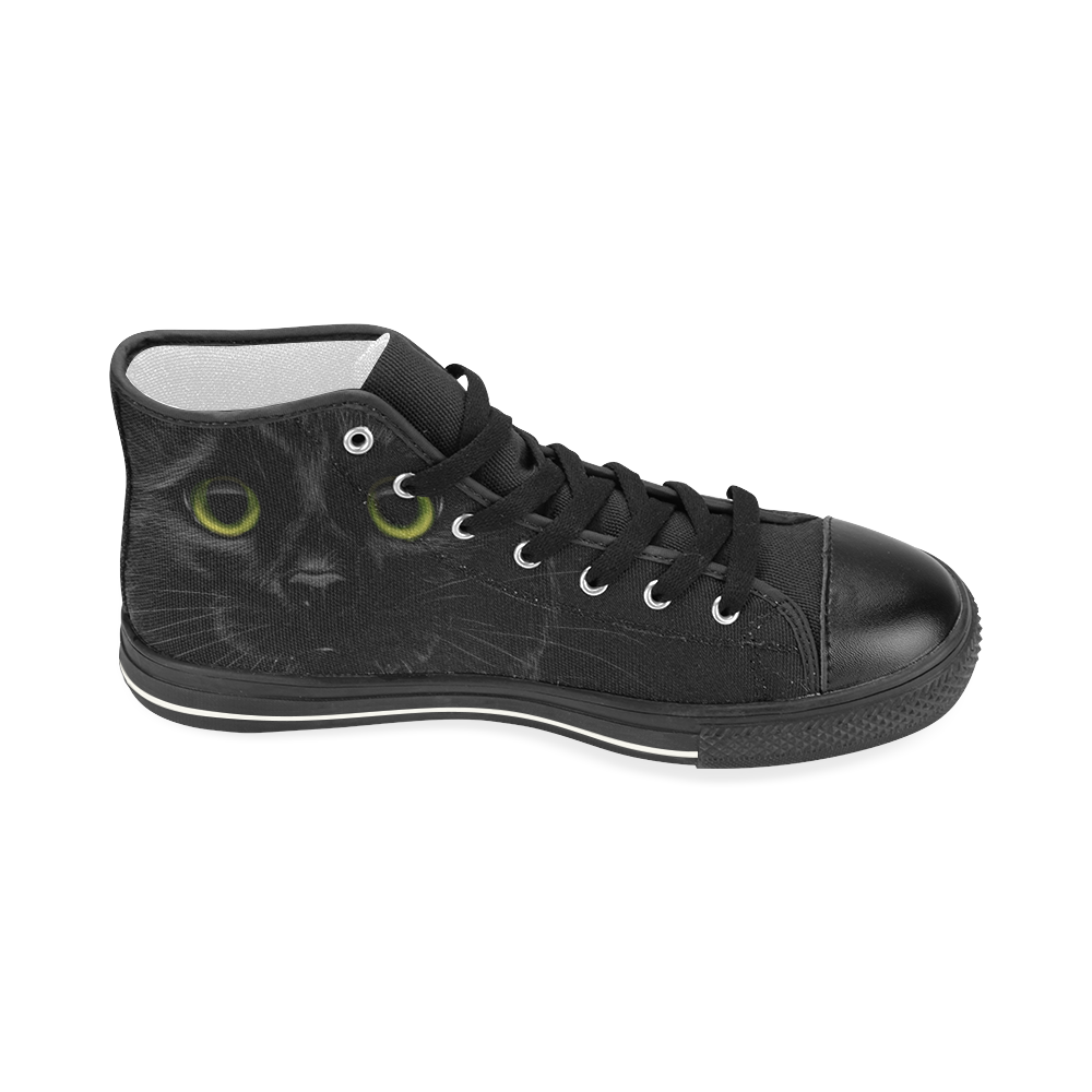 Black Cat Women's Classic High Top Canvas Shoes (Model 017)
