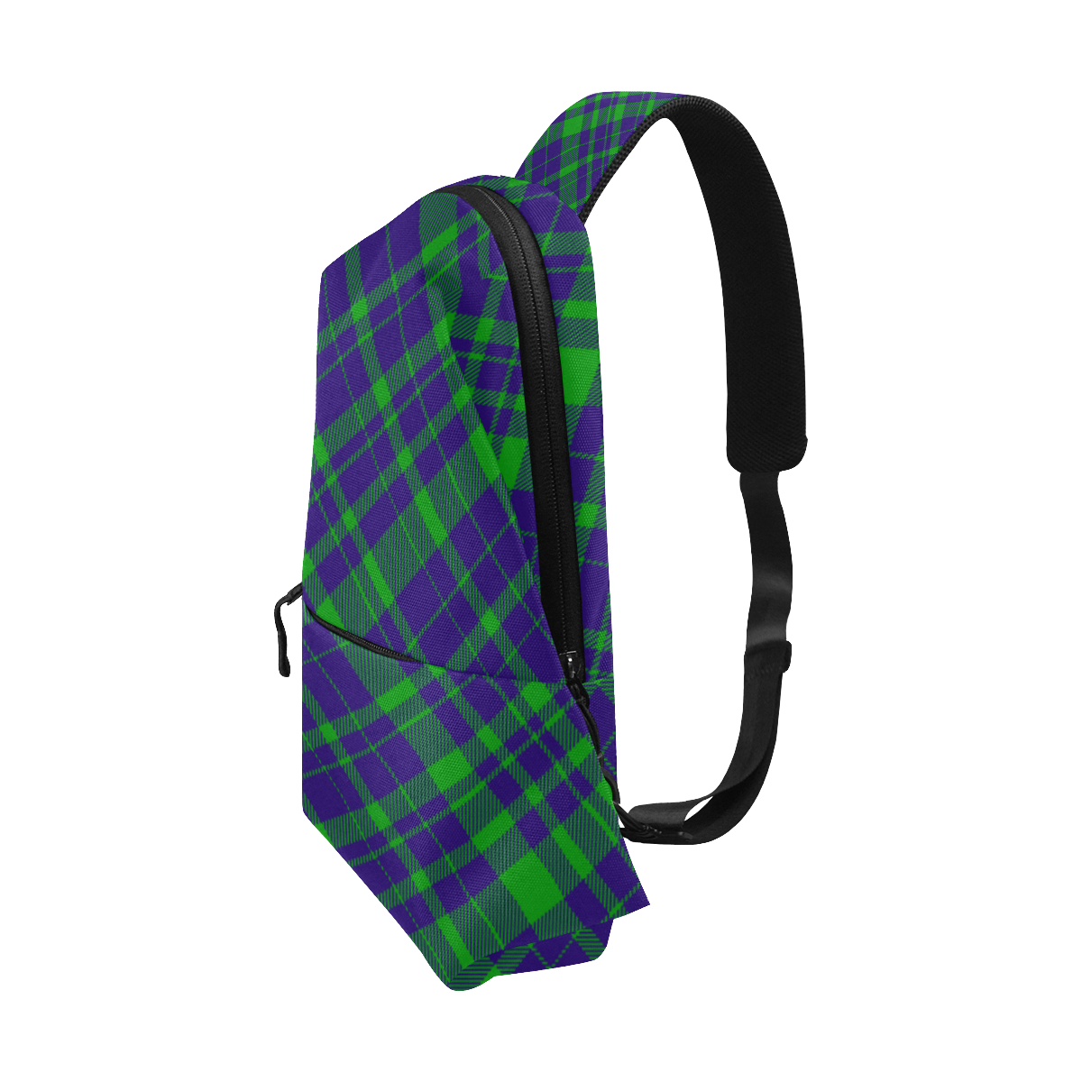 Diagonal Green & Purple Plaid Modern Style Chest Bag (Model 1678)