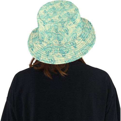 hauted skulls blue All Over Print Bucket Hat