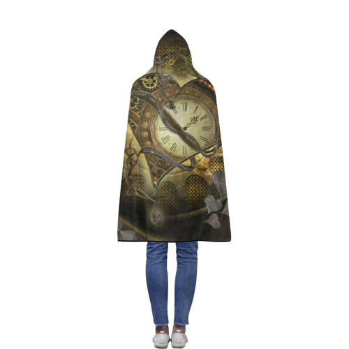 Awesome steampunk heart Flannel Hooded Blanket 40''x50''