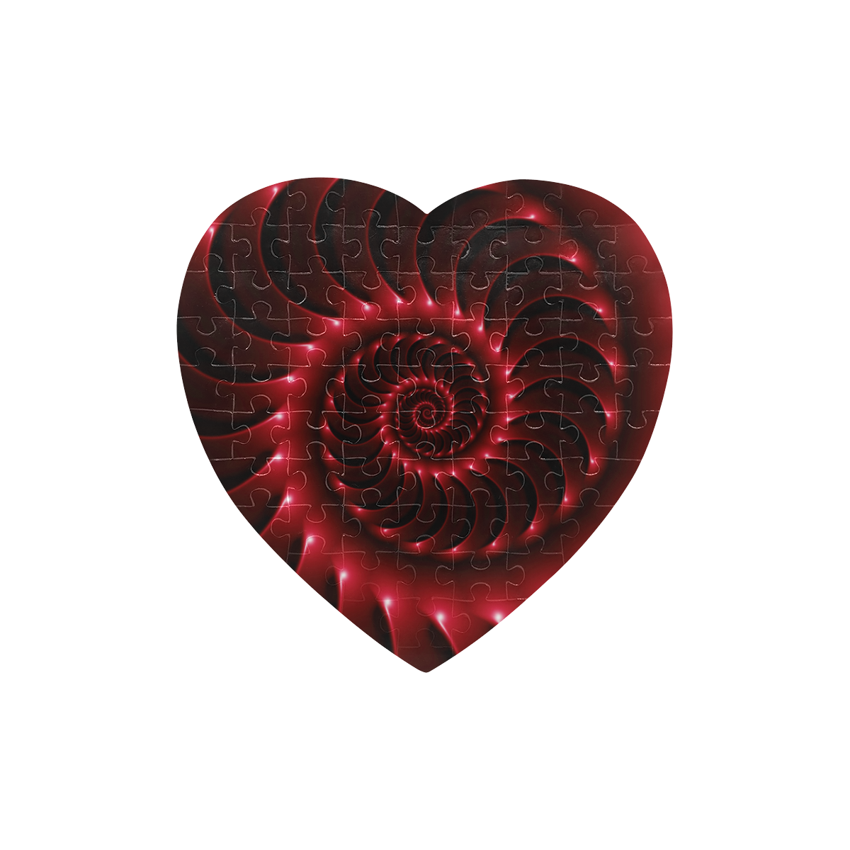 Red Spiral Fractal Puzzle Heart-Shaped Jigsaw Puzzle (Set of 75 Pieces)