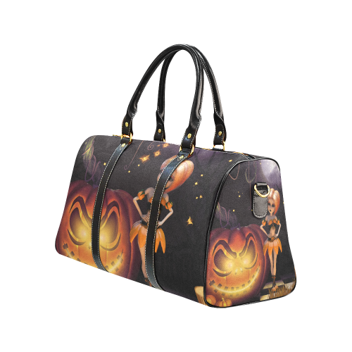 Halloween, girl with pumpkin New Waterproof Travel Bag/Large (Model 1639)