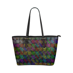 Ripped SpaceTime Stripes Collection Leather Tote Bag/Large (Model 1651)