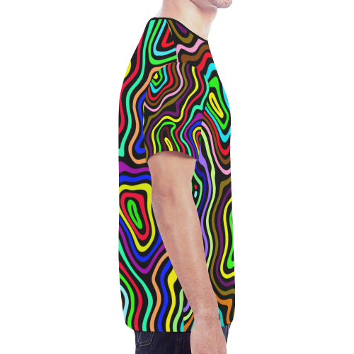 Multicolored Wavy Line Pattern New All Over Print T-shirt for Men (Model T45)