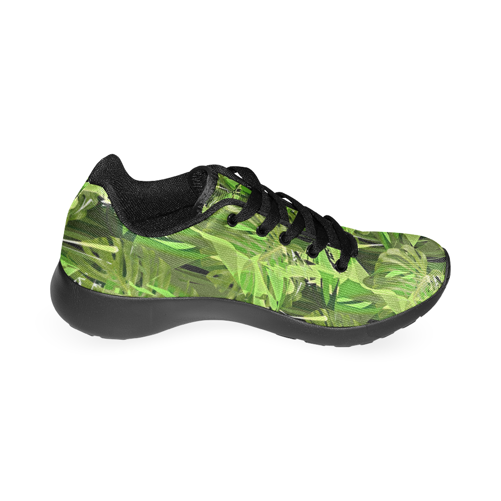 Tropical Jungle Leaves Camouflage Women's Running Shoes/Large Size (Model 020)