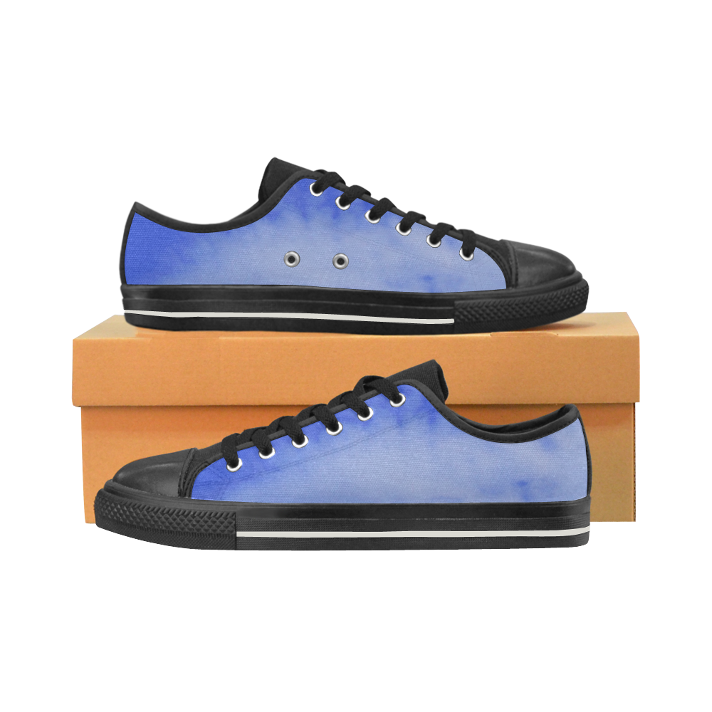 Blue Clouds Low Top Canvas Shoes for Kid (Model 018)