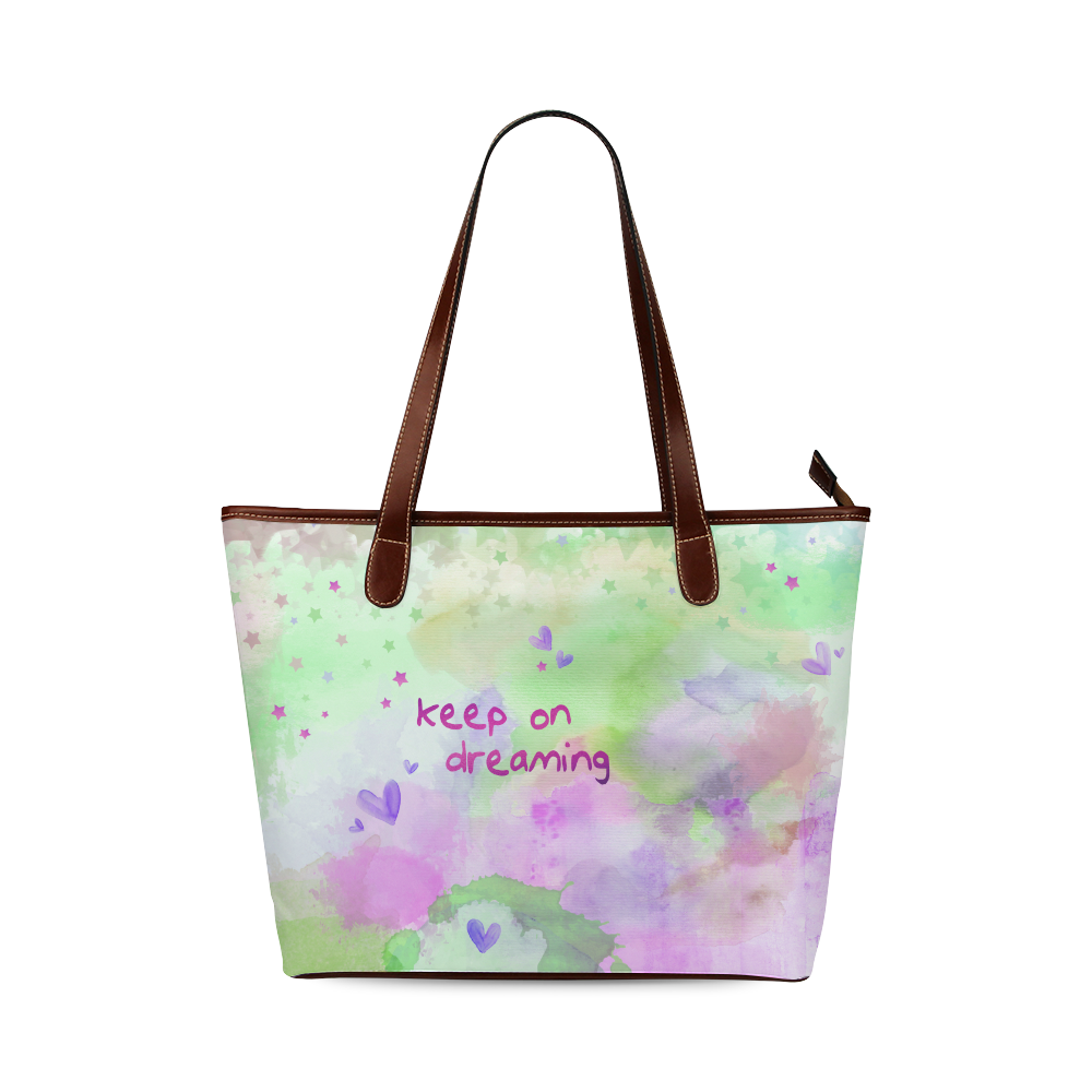 KEEP ON DREAMING - lilac and green Shoulder Tote Bag (Model 1646)