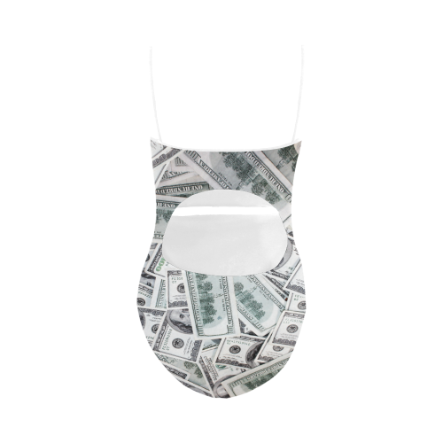 Cash Money / Hundred Dollar Bills  White Strap Strap Swimsuit ( Model S05)
