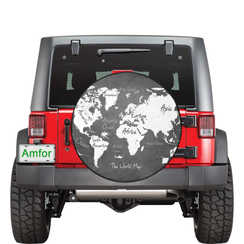 world map #map #worldmap 34 Inch Spare Tire Cover