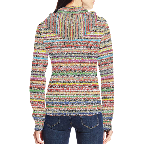 Patterns of colorful lines All Over Print Full Zip Hoodie for Women (Model H14)