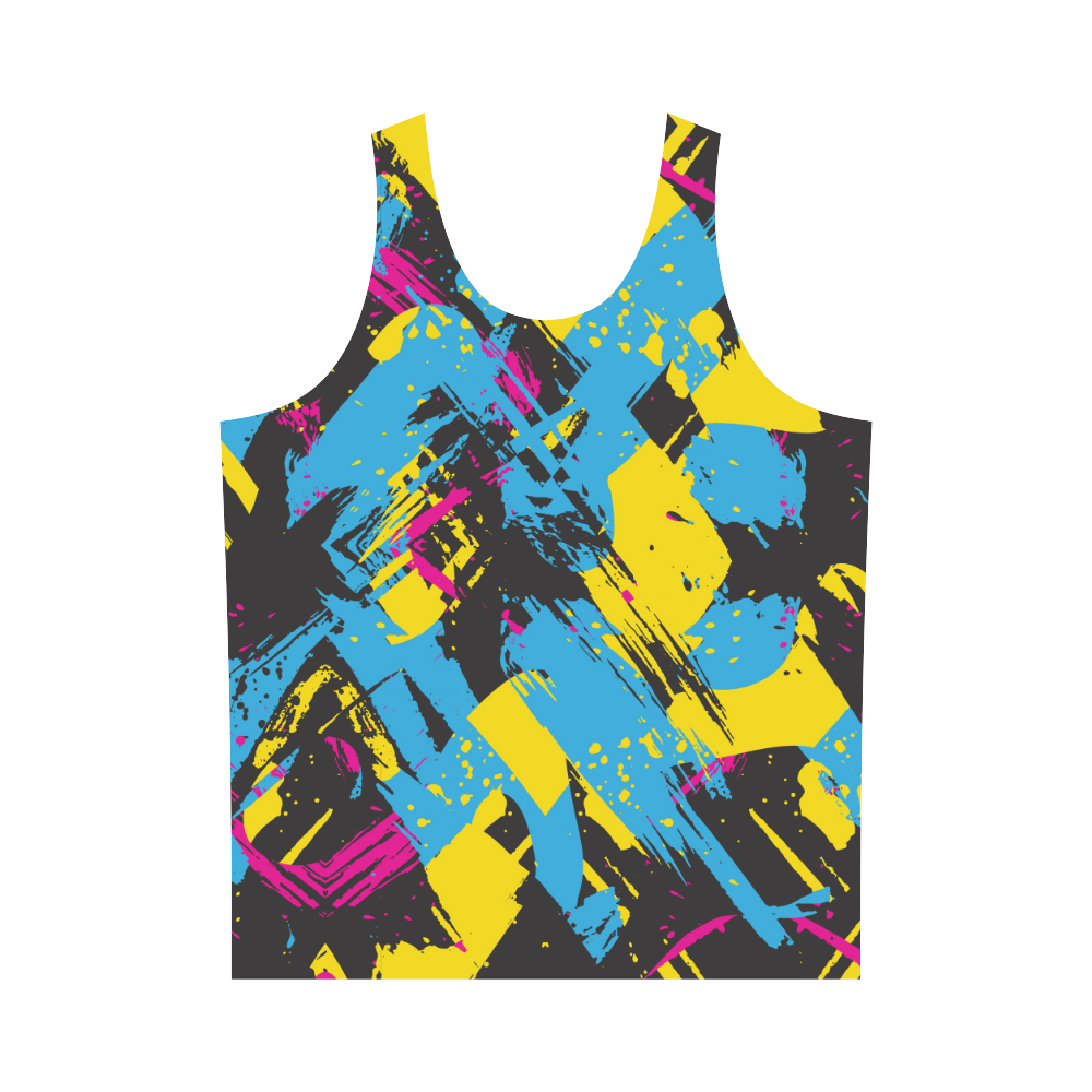 Colorful paint stokes on a black background All Over Print Tank Top for Men (Model T43)