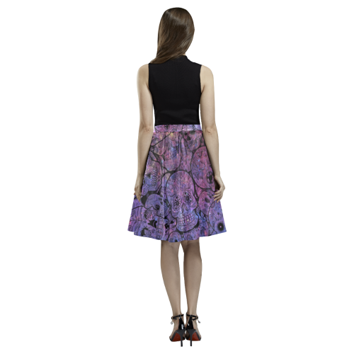 Cosmic Sugar Skulls Melete Pleated Midi Skirt (Model D15)