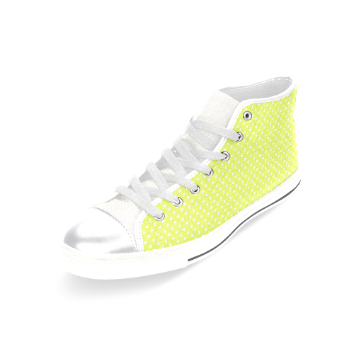 Yellow polka dots Women's Classic High Top Canvas Shoes (Model 017)