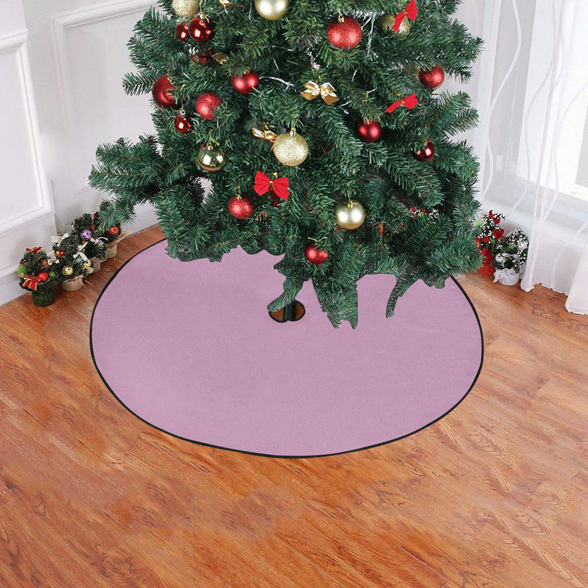 color mauve Christmas Tree Skirt 47" x 47"