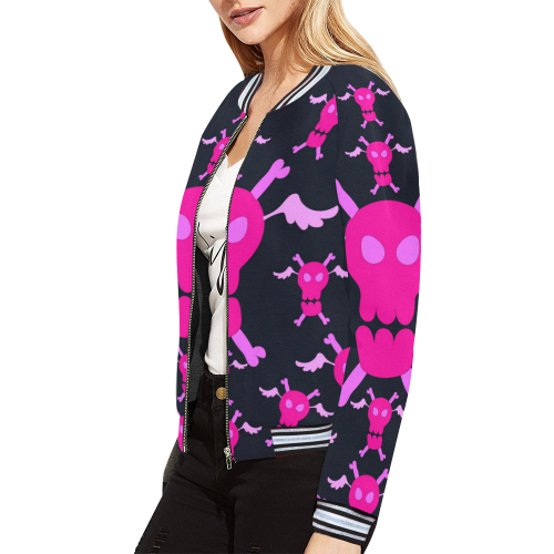 scullss*sweater All Over Print Bomber Jacket for Women (Model H21)