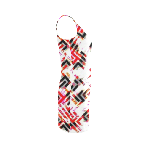 Weird red and black design on white dress medea vest dress by FlipStylez Designs Medea Vest Dress (Model D06)