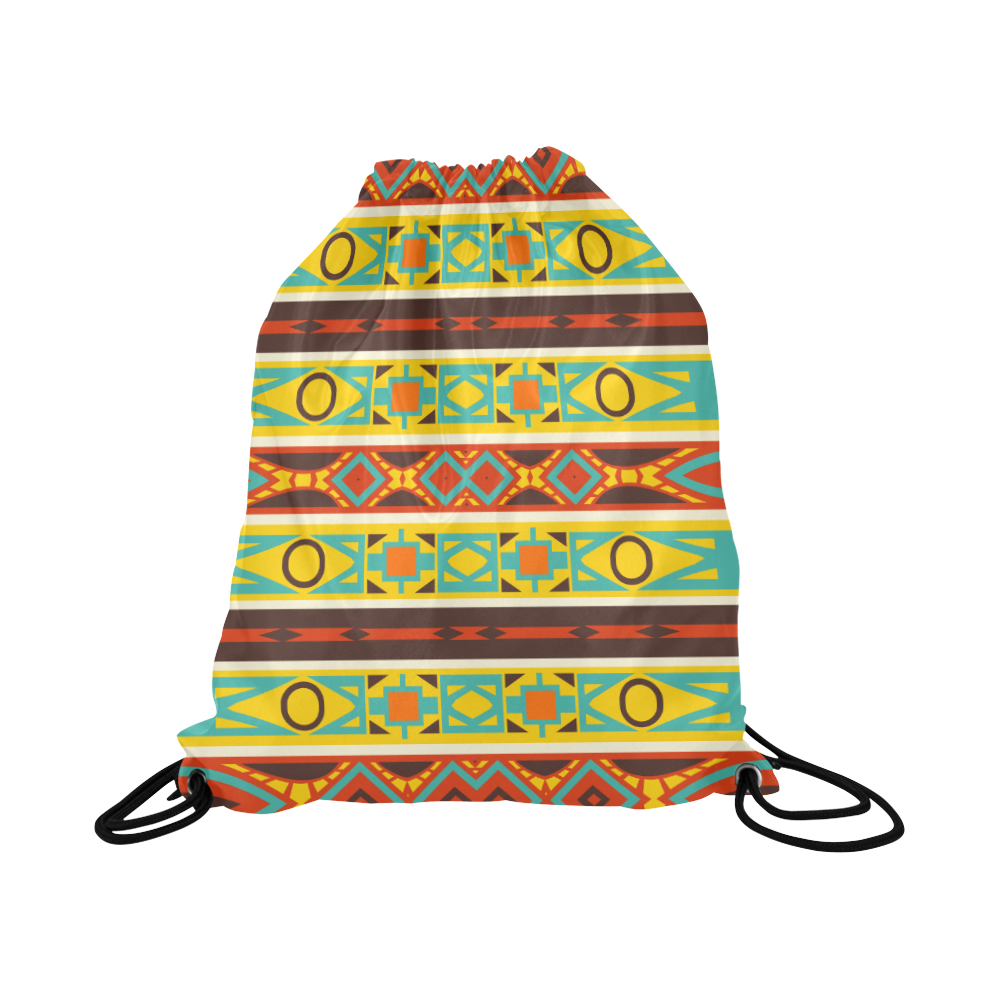 Ovals rhombus and squares Large Drawstring Bag Model 1604 (Twin Sides)  16.5"(W) * 19.3"(H)