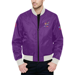 Race to Kindness Adult Jacket Purple All Over Print Quilted Bomber Jacket for Men (Model H33)