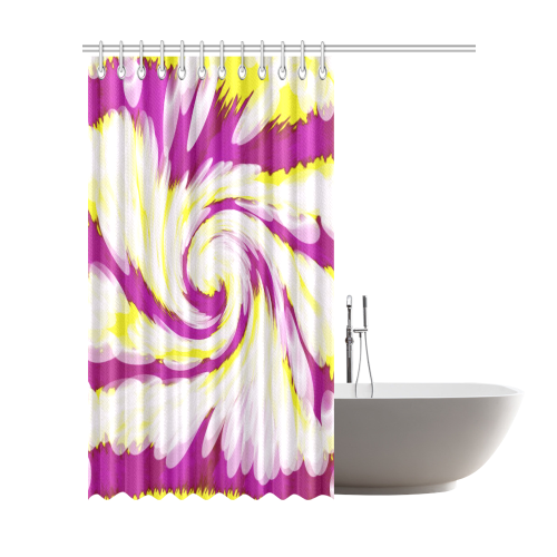 Pink Yellow Tie Dye Swirl Abstract Shower Curtain 72"x84"