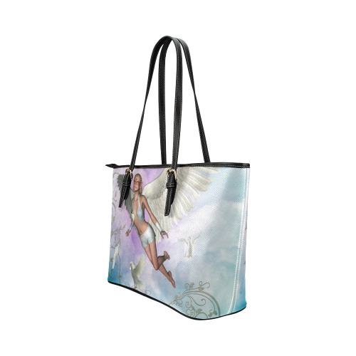 Fairy in the sky Leather Tote Bag/Large (Model 1651)