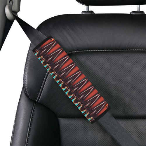 K172 Wood and Turquoise Abstract Car Seat Belt Cover 7''x10''
