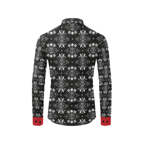 Wall Flower Black and White Drama with Aurora Red Details by Aleta Men's All Over Print Casual Dress Shirt (Model T61)