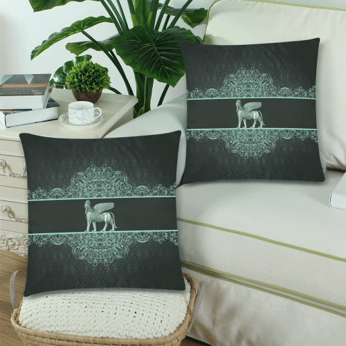 Green WingedBall Custom Zippered Pillow Cases 18"x 18" (Twin Sides) (Set of 2)