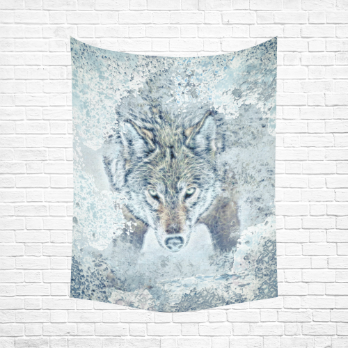 Snow Wolf Cotton Linen Wall Tapestry 60"x 80"