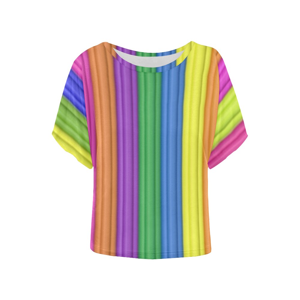 rainbow Women's Batwing-Sleeved Blouse T shirt (Model T44)