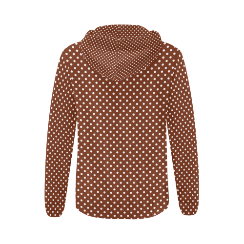 Brown polka dots All Over Print Full Zip Hoodie for Women (Model H14)