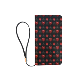 Black and Red Casino Poker Card Shapes on Black Men's Clutch Purse （Model 1638）