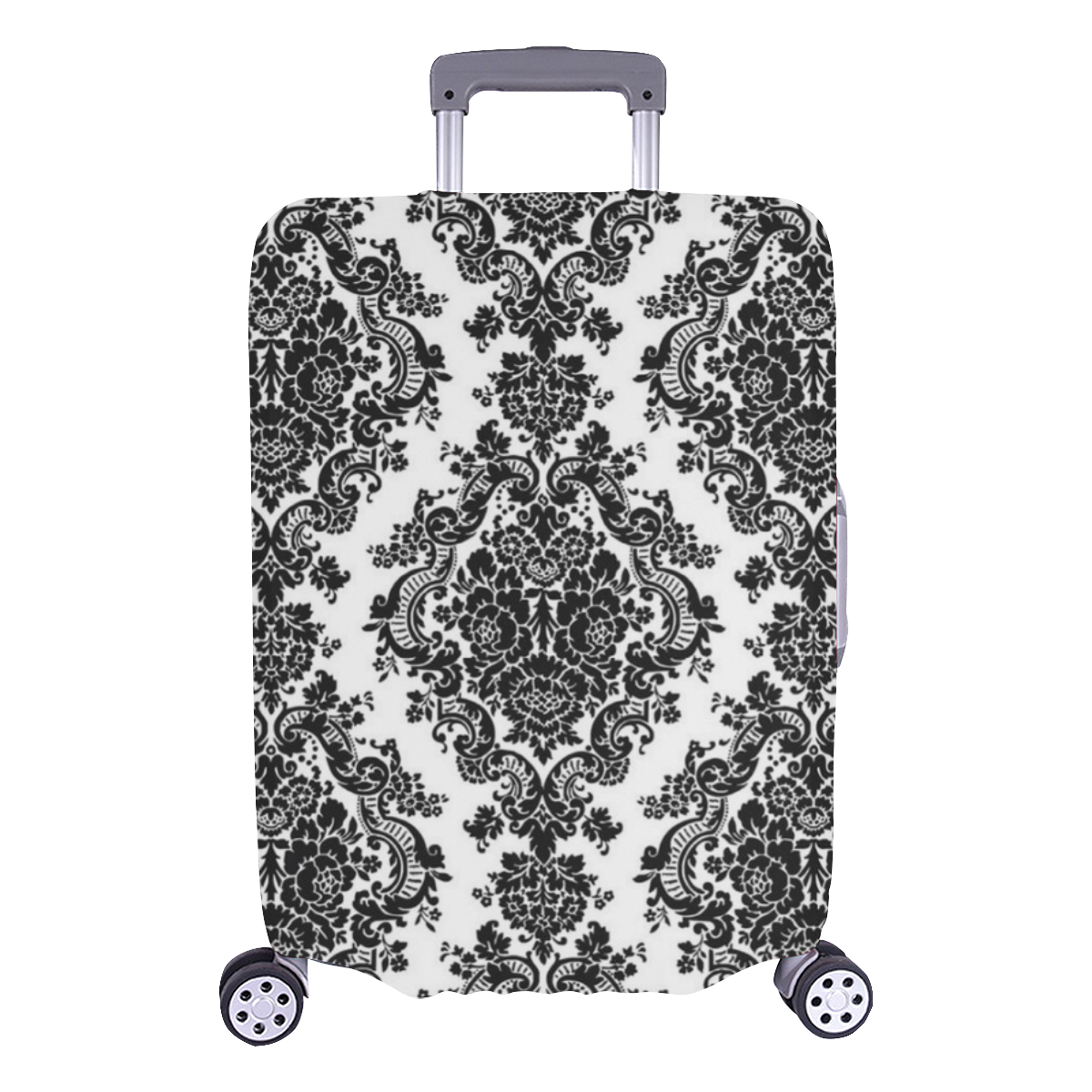 Black and White Damask Luggage Cover/Large 26"-28"