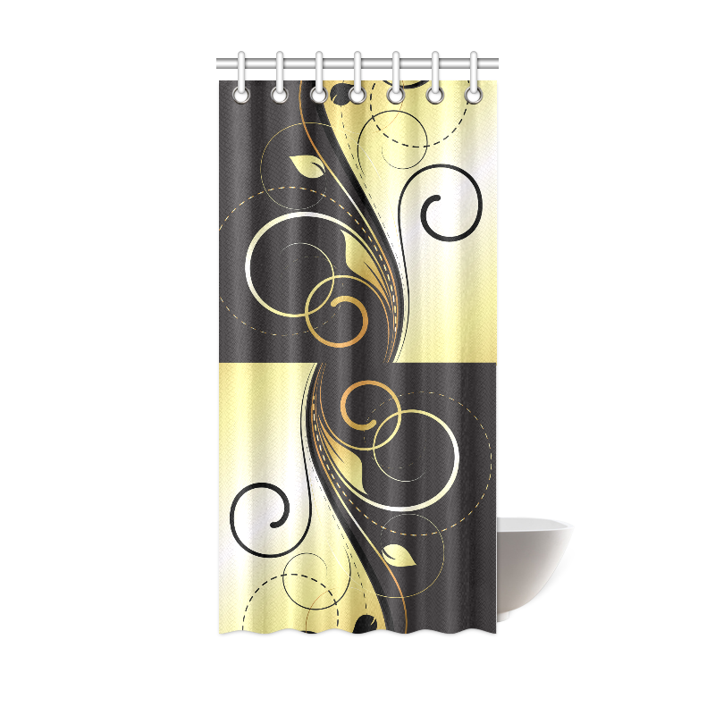 Flourish Swirls Golden Shower Curtain 36"x72"