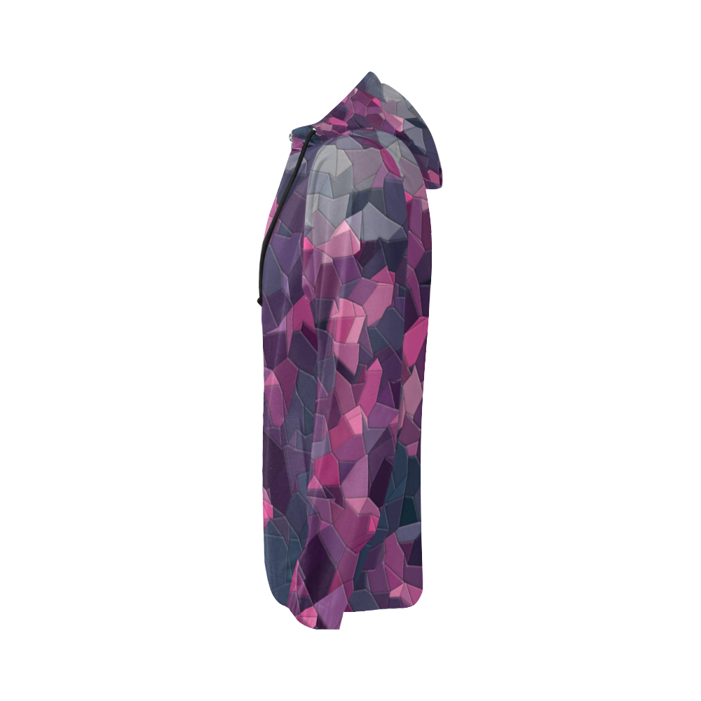 purple pink magenta mosaic #purple All Over Print Full Zip Hoodie for Women (Model H14)