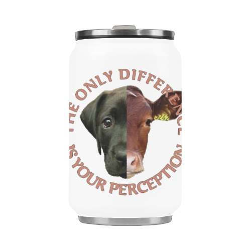 Vegan Cow and Dog Design with Slogan Stainless Steel Vacuum Mug (10.3OZ)