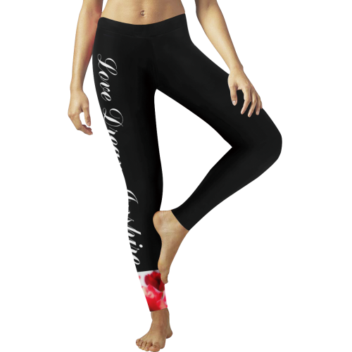Red Rose #LoveDreamInspireCo Women's Low Rise Leggings (Invisible Stitch) (Model L05)
