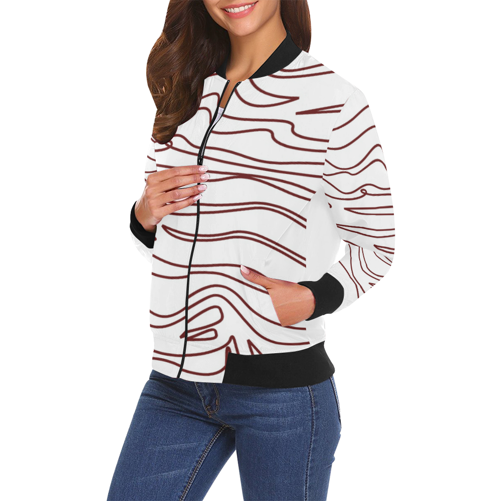 hoodie with design lines - choco All Over Print Bomber Jacket for Women (Model H19)