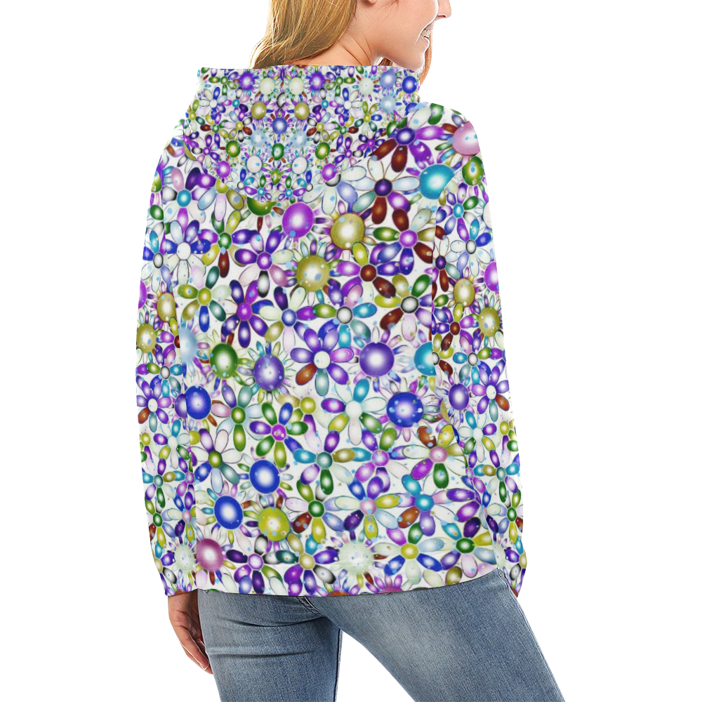 Vivid floral pattern 4181B by FeelGood All Over Print Hoodie for Women (USA Size) (Model H13)