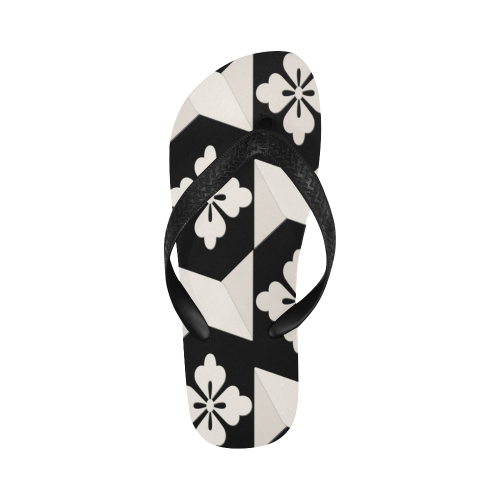 Black White Tiles Flip Flops for Men/Women (Model 040)